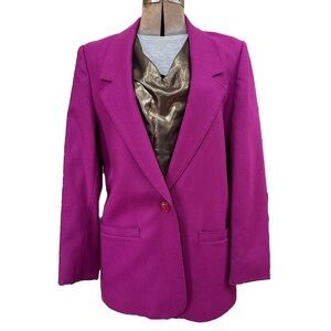 Vintage Miss Pendleton Purple Single-Button 100% Pure Virgin Wool Blazer
